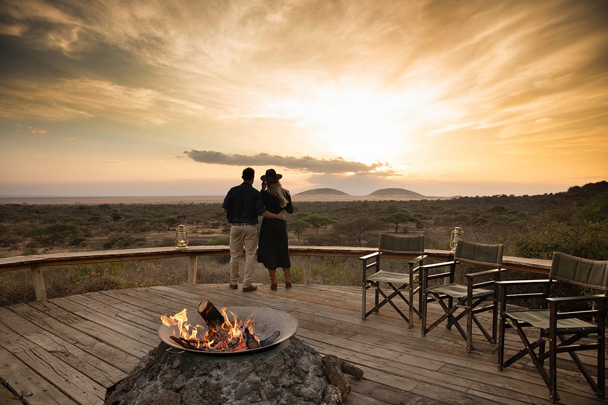 Luxury lodge at sunset